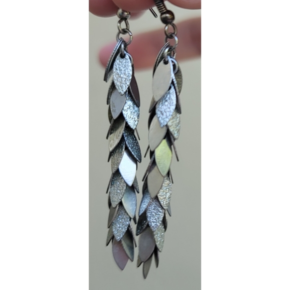 Linear Leaf Drop Earrings - Picture 17 of 17